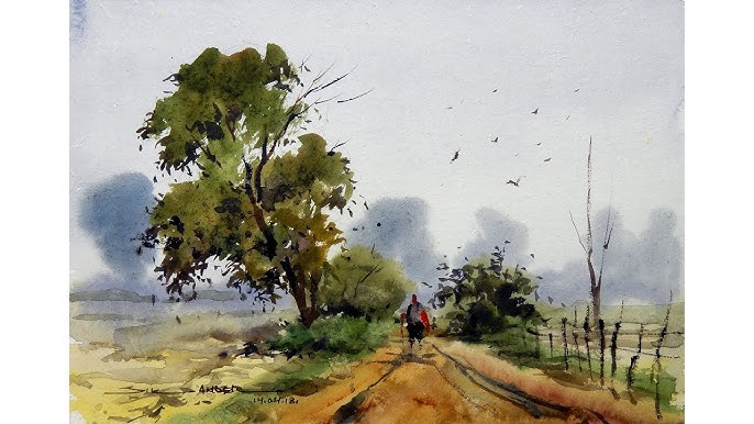 sikander singh, Online Watercolor class demo, Size 14x21 inch #watercolor  #painting #landscape #artforsale #artculture