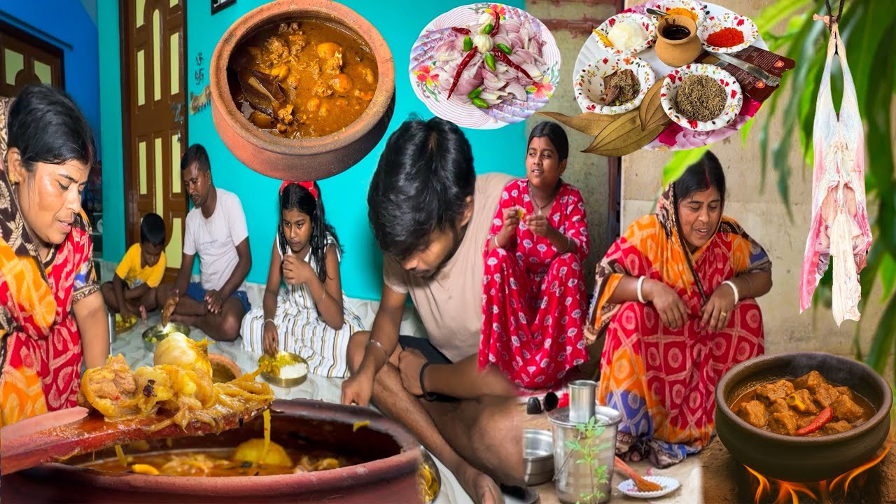 মাটির হাড়িতে গ্রামবাংলার স্বাদ খাসির মাংস রান্না | Village Style Mutton Cooking & Eating | Vlog
