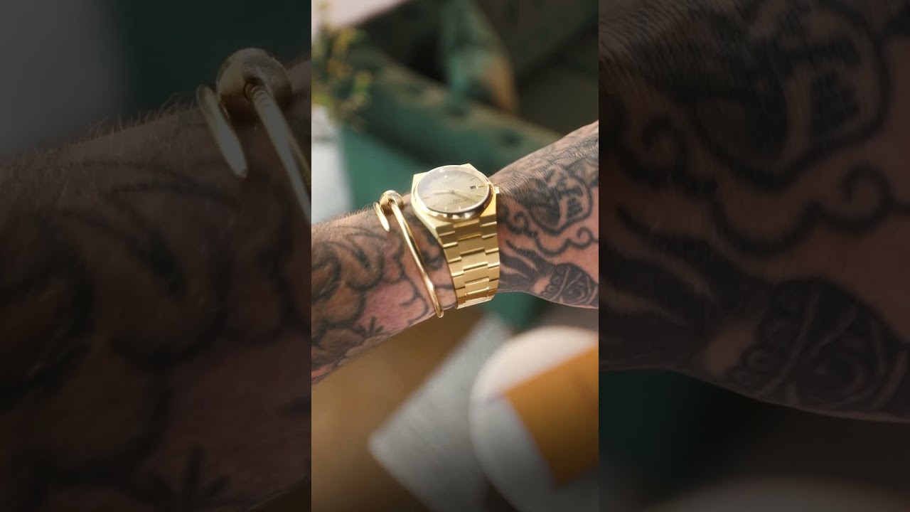 Wrist roll action on the Tissot PRX Powermatic 80 40mm stacked with the Juste Un Clou. 