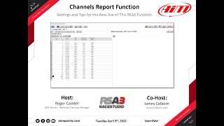 3-14 Race Studio 3 Channels Report Function with James Colborn - 4/05/2022