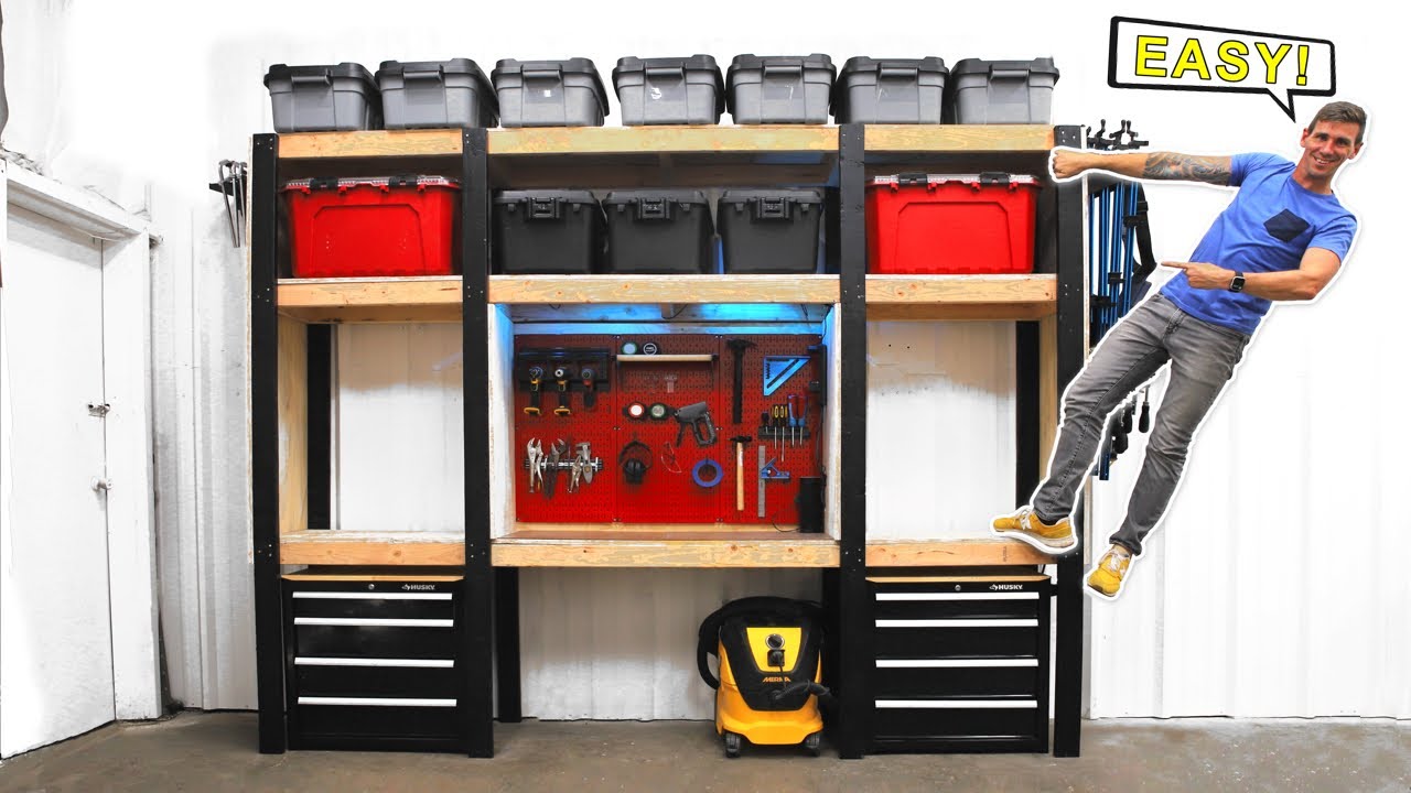 Garage Shelving Plus Workbench DIY