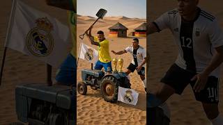 Neymar vs Mbappé 😱 | Funny Tractor Fight in Desert 🏜️ #footballshorts #neymar #mbappe #shortsfeed