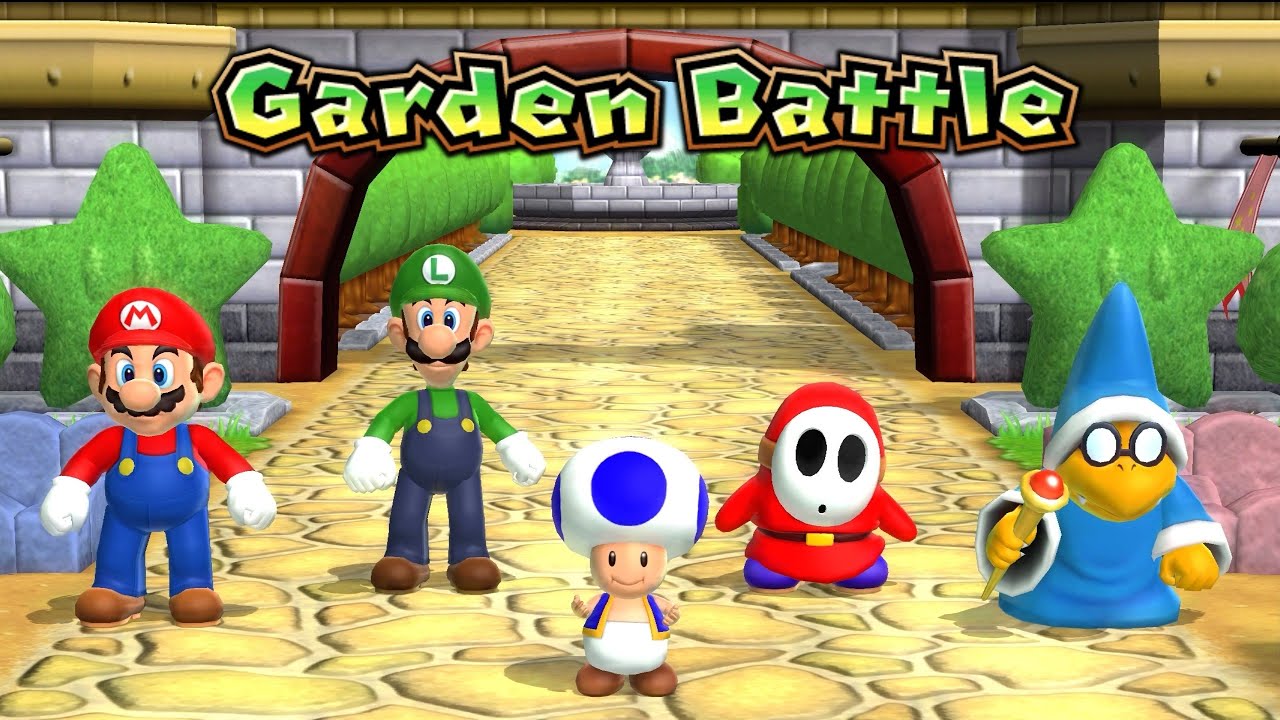 Mario Party 9 - Mario Vs. Luigi Vs. Shy Guy Vs. Magikoopa | Garden Battle