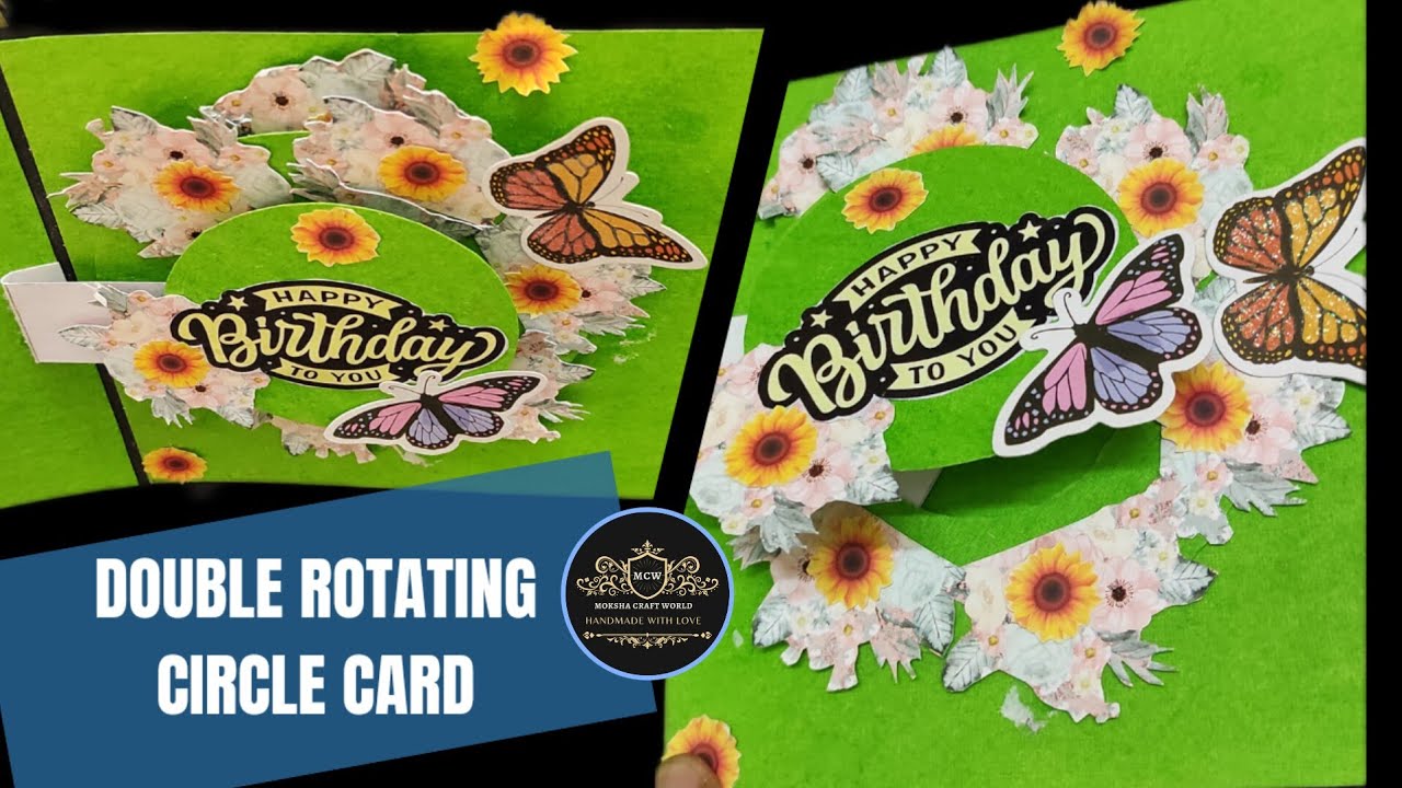 How to make 3D pop up card | Double rotation circle card | scrapbook ...