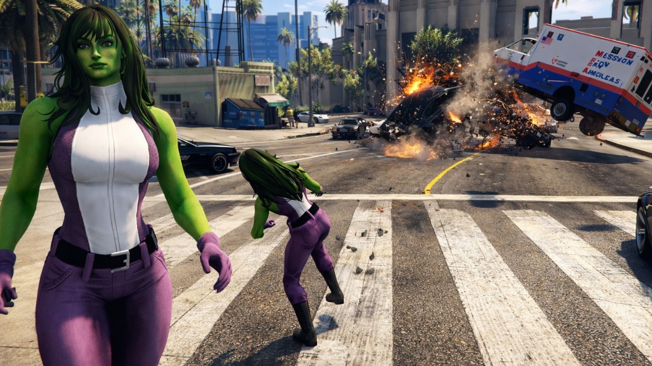 She-Hulk Super Punch vs Cars | GTA V Mods - Episode #27