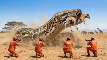 Brave Team Rescues German Shepherd and Sheep Just in Time From Giant Python Attack!
