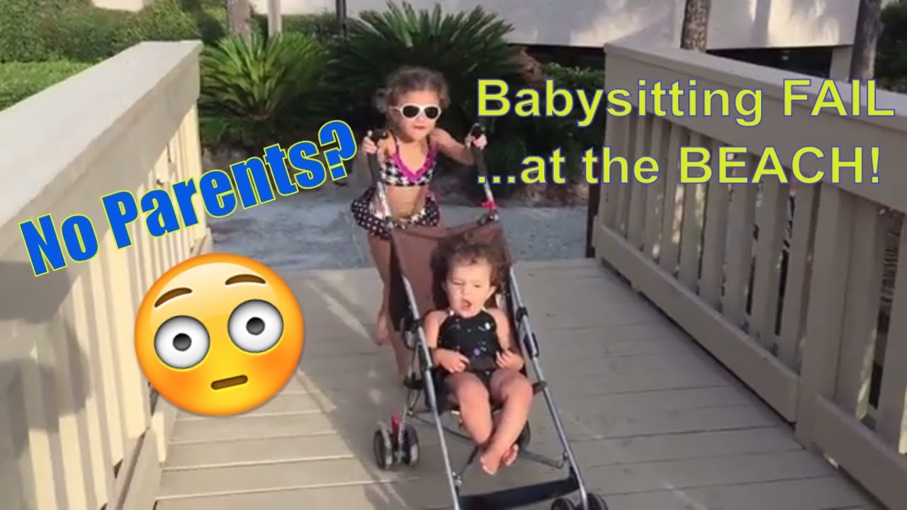 Babysitting Disaster FAIL at the BEACH SKIT! Girls go to Pool and Beach..Spring Break FUN!