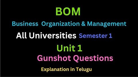 BOM Business organisation and Management - semester 1 -  All Universities - Unit 1 Gunshot questions