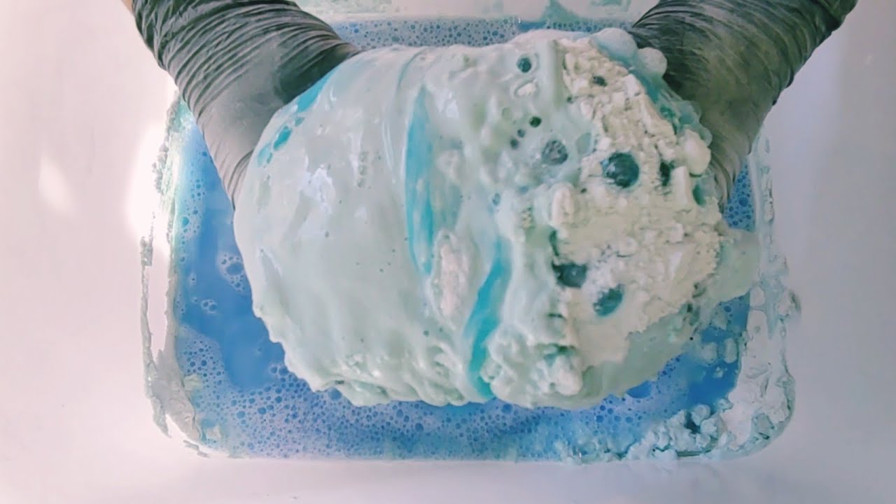 ASMR Baking Soda Paste + ZIG-ZAG💫Oval Grout Sponge Squeezing