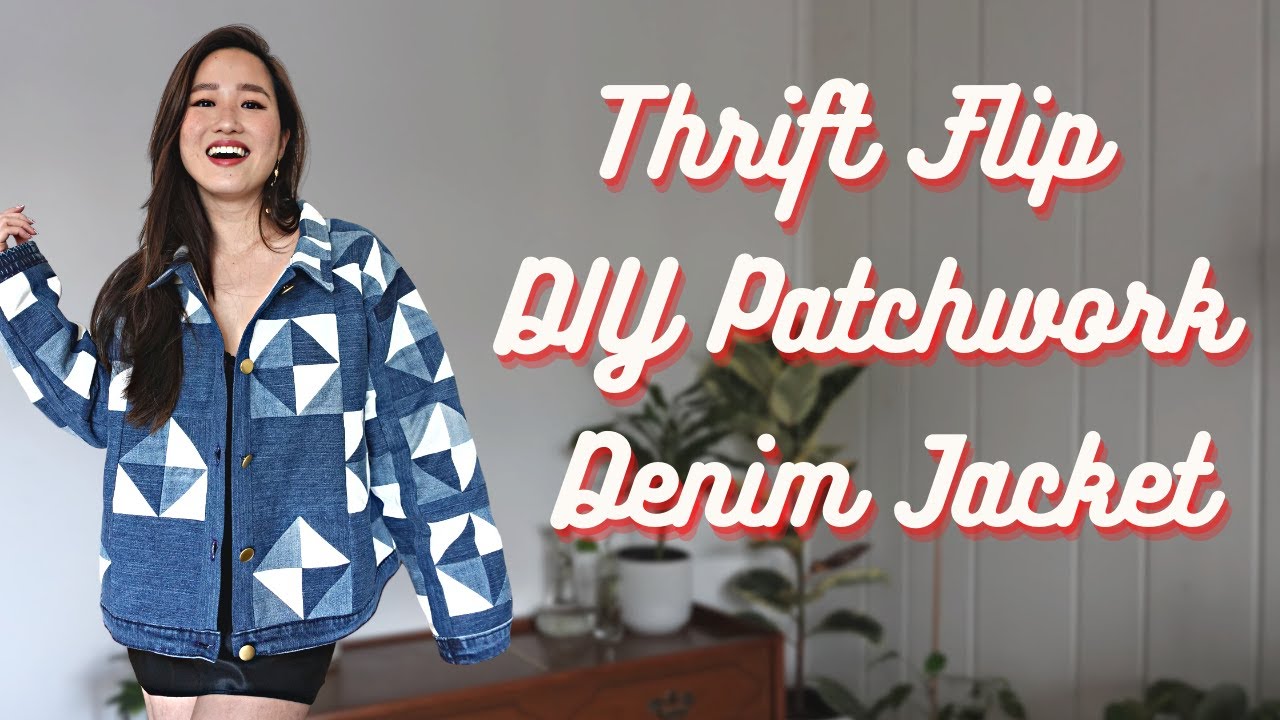 THRIFT FLIP | DIY Patchwork Denim Jacket From Scratch + GIVEAWAY ♥️