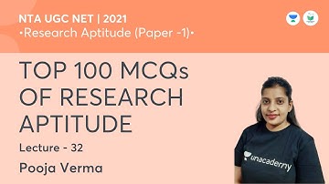 TOP 100 MCQs OF RESEARCH APTITUDE | Research Aptitude | NTA UGC NET JRF 2021 Pooja Verma