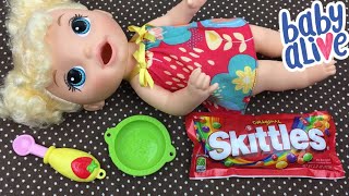 Feeding Baby Alive Doll Skittles Candy