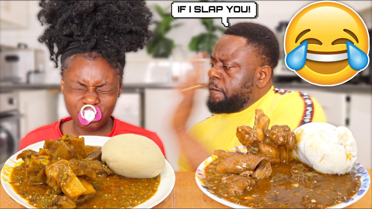ACTING LIKE A "BABY" TO SEE HOW MY AFRICAN DAD REACTS MUKPRANK!! | OGBONO SOUP AND ASSORTED MEAT