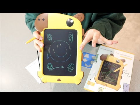 UNBOXING: LCD Kids Writing Tablet Review 2022 | Giraffe Shaped Doodle Board Learning Sensory