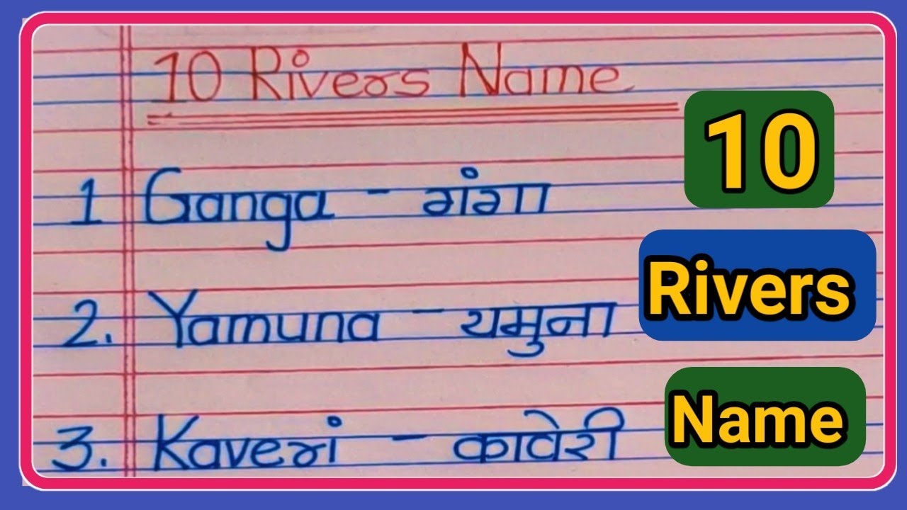 Rivers Name/ rivers name in English and Hindi/ nadiyon ke nam/rivers