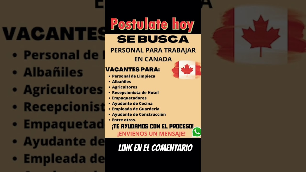Vacantes de trabajo en Canadá para hispanohablantes