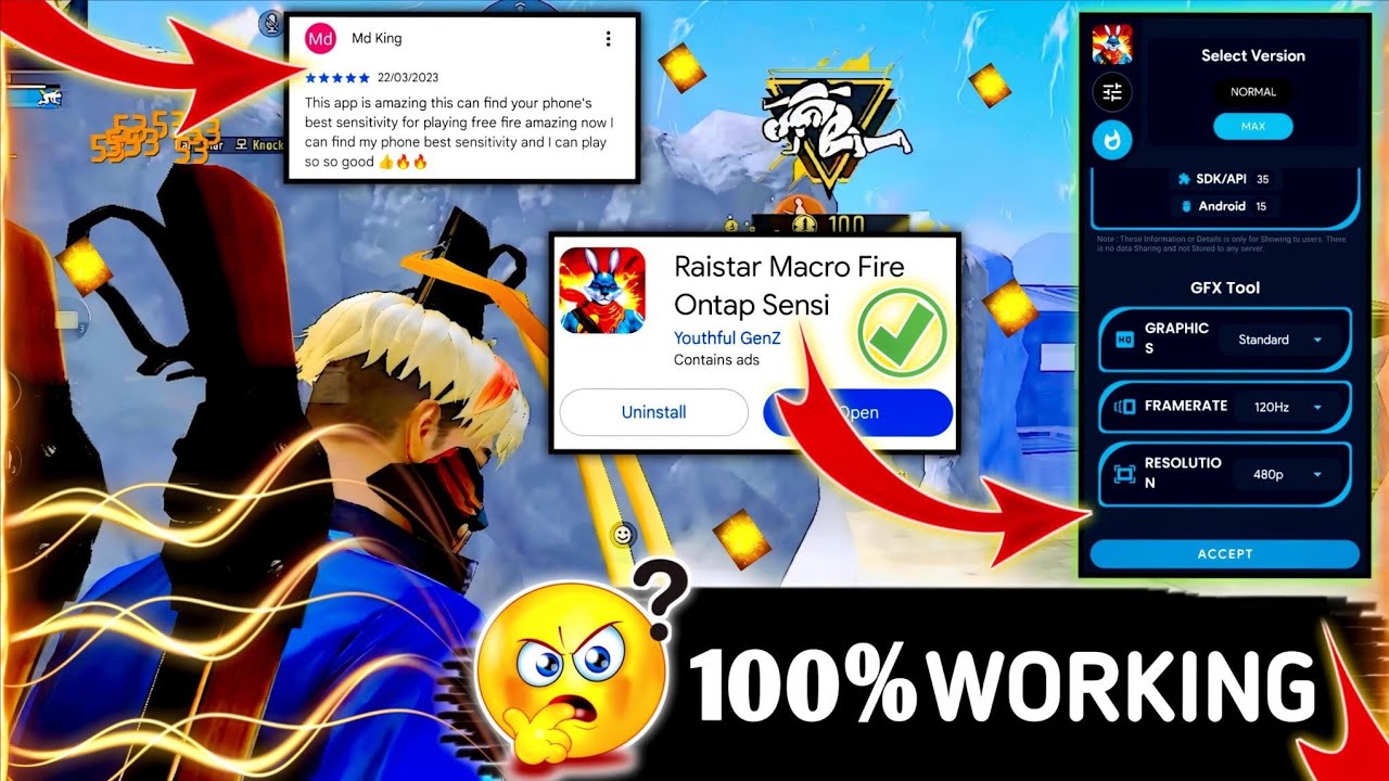 "Raistar Macro Onetap Sensi 🔥 Free Fire Hack App | 100% Auto Headshot Trick 2025"