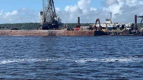 Clamshell Bucket Dredge in Cape Fear River