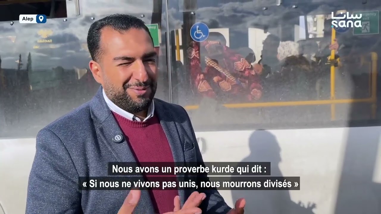 Arrivée du convoi des personnes revenues d’Afrin au quartier Cheikh Maqsoud