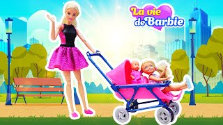 Le nouveau landau pour les filles de Barbie. Vidéo en français. La vie des poupées avec un bébé