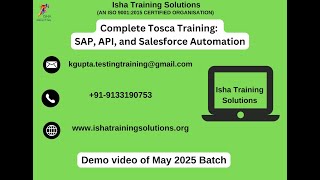 Complete Tosca Training: SAP, API, and Salesforce Automation Demo video 28th may 2025