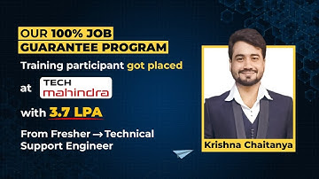 Krishna got placed at Tech Mahindra at 3.7 LPA Package after Job Guarantee Training from @PyNetLabs