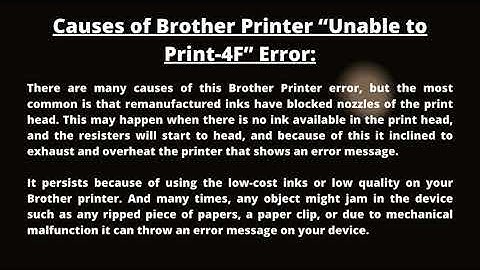 How do i resolve the issue of Brother Printer Unable to Print 4F