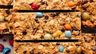 Monster Cookie Granola Bars | gluten-free, high-protein, nut-free option