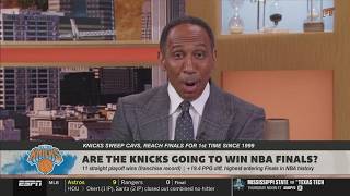 FIRST TAKE | Stephen A. GOES CRAZY Knicks blowout Cavs to sweep series, end NBA Finals drought