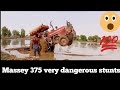 Massey 375 stuck in mud || Very dangerous tractor stunts||