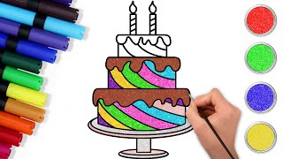How To Draw An Easy Birthday Cake | Easy Cake Drawing For Kids | Chiki Art Hindi