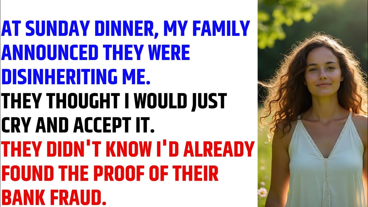 At Sunday dinner, my family announced they were disinheriting me.They thought I would just cry and..