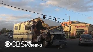 Woman with 2 dogs and stolen RV lead California police in wild chase