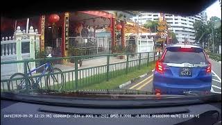 Singapore car and motorbike accident at uncontrolled T-junction (Accident hot-spot!!)