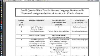 PreIB Daily Work Schedule for Pre-IB German Students