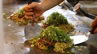 【唯一のれん分けのお店】肉玉うどんそばライス？鮮やかな鉄板さばきが炸裂するお好み焼き店に密着｜Japanese Okonomiyaki｜Fukuoka｜Hiroshima
