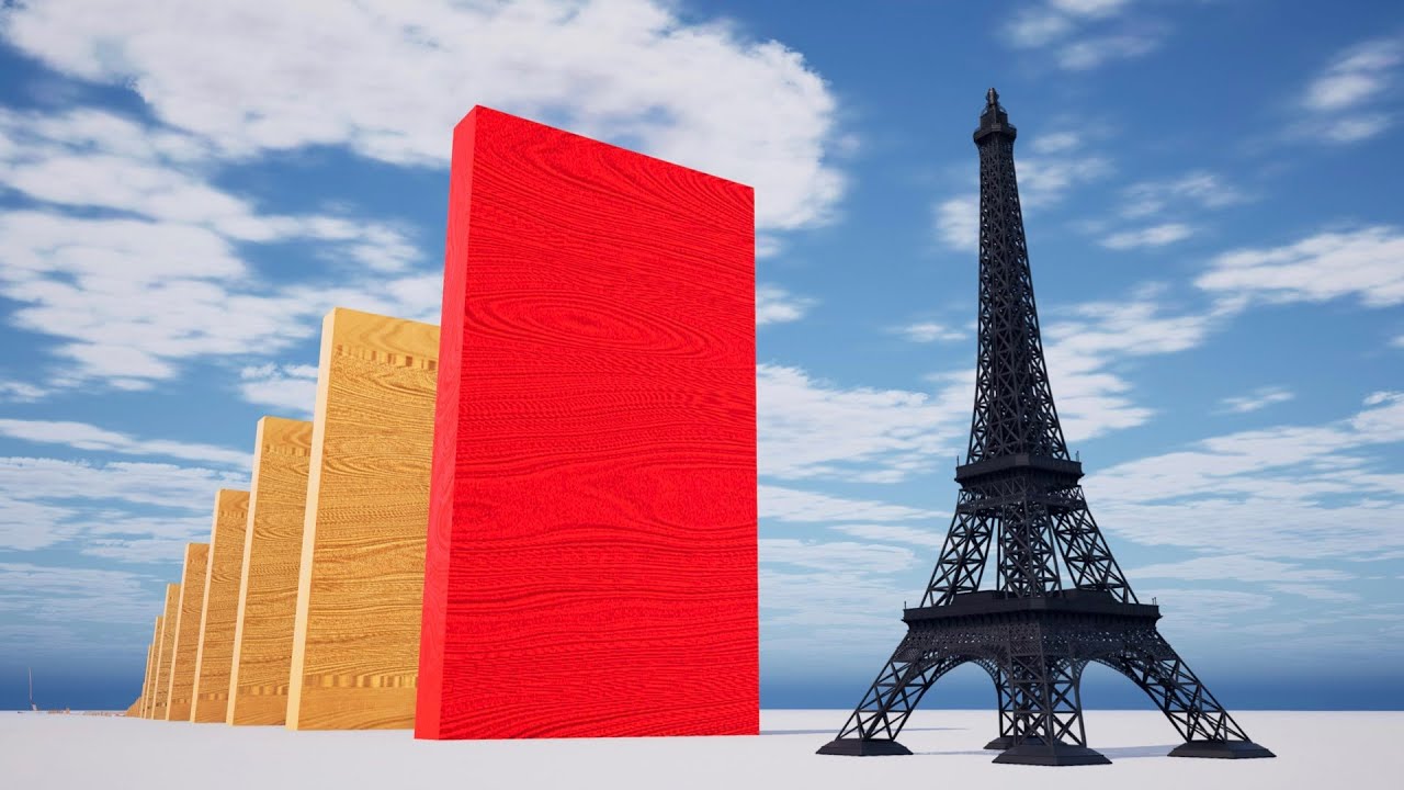 Domino simulation Eiffel Tower collapses 3