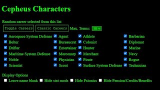 Cepheus Characters, a character generator