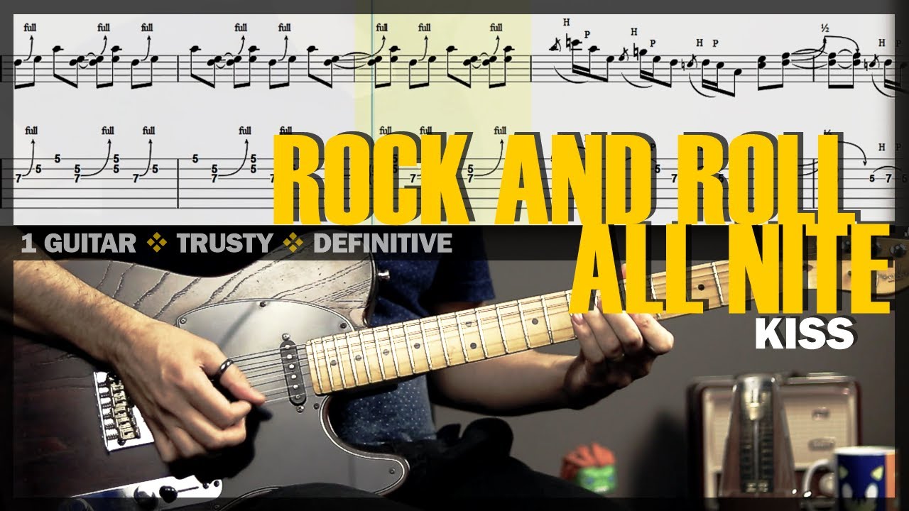 Rock and Roll All Nite  Guitar Cover Tab  Live Guitar Solo Lesson  Backing Track w Vocals  KISS