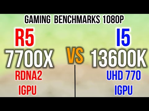 R5 7600X  RDNA2  IGPU 2 CU VS I5 13600K  Intel UHD 770 IGPU gaming benchmarks