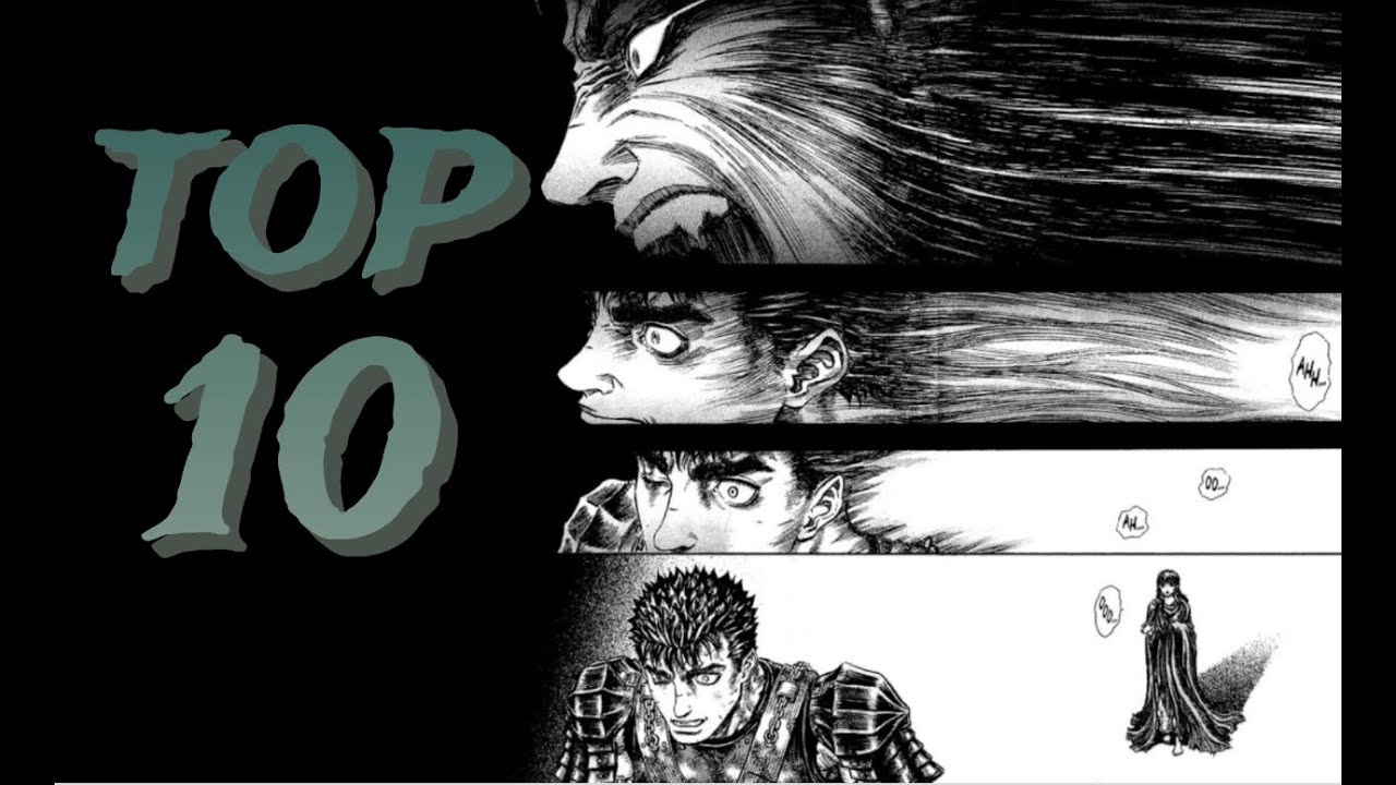 berserk, top 10, panels, manga, artwork, guts, explained, wounds, casca, gr...