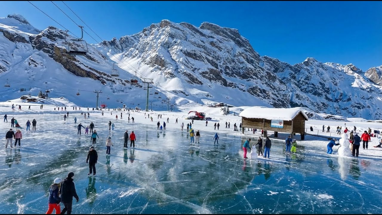 Frozen Lake on Mount Titlis, Switzerland🇨🇭 | Walking Across Ice in the Swiss Alps [4K]
