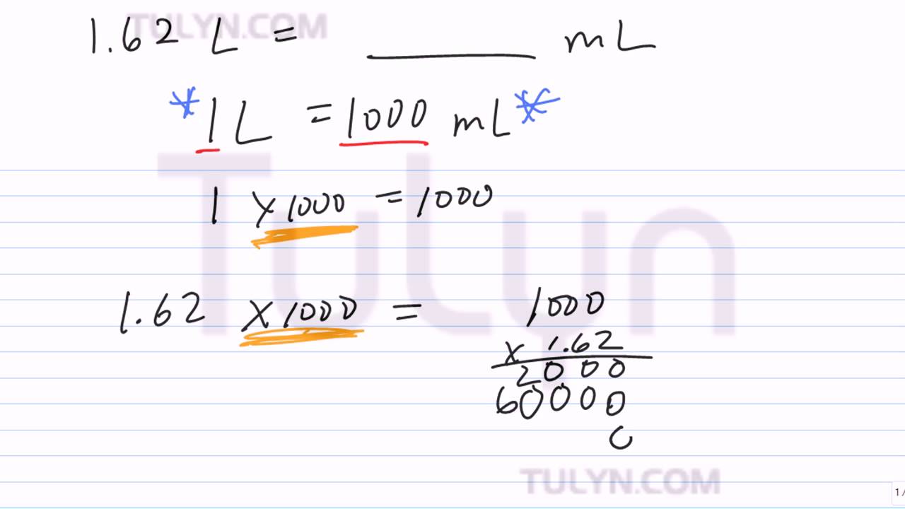 Conversion Of Metric Units Liters To Milliliters Youtube