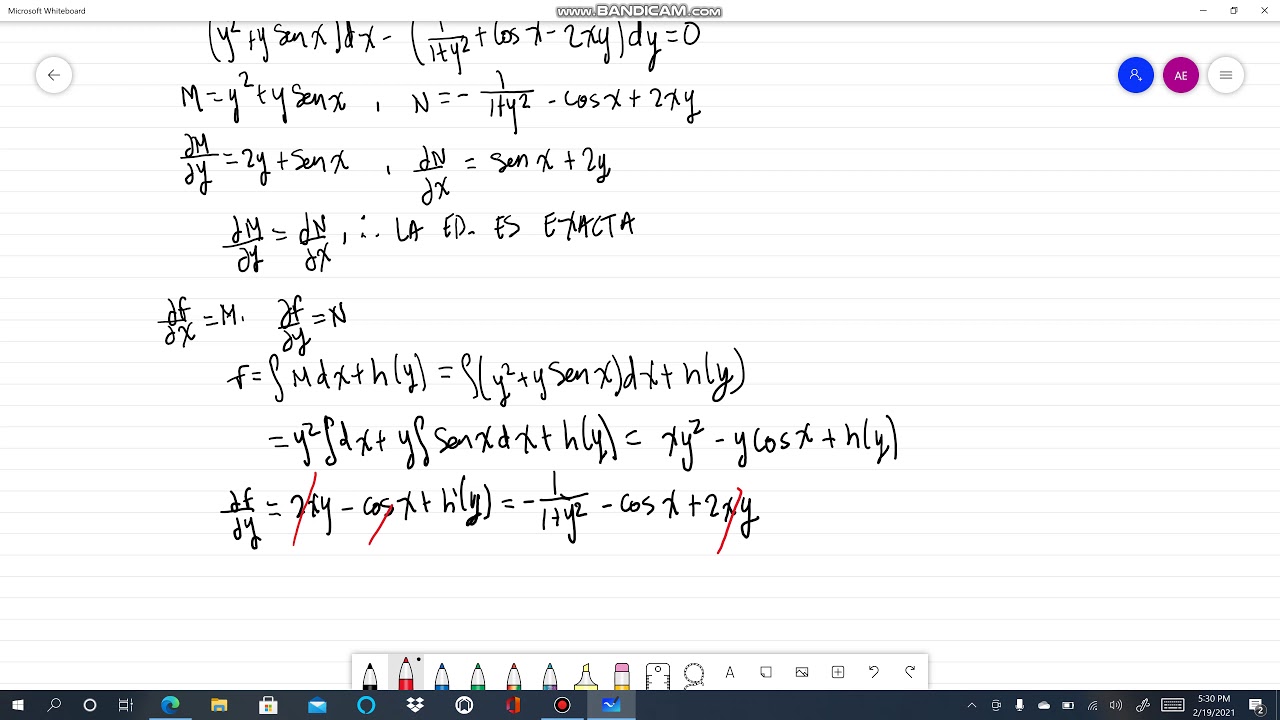 26 1 1 Y 2 Cos X 2xy Dy Dx Y Y Sen X Y 0 1 Ecuaciones Exactas Alexander Estrada Youtube