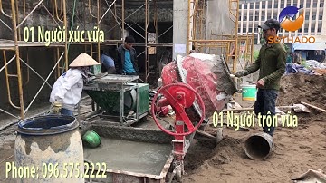 Sử dụng máy phun vữa trát tường điện 1 pha cần bao nhiêu người ?