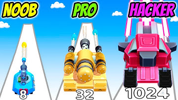 Merge Tank Run 3D - NOOB vs PRO vs HACKER