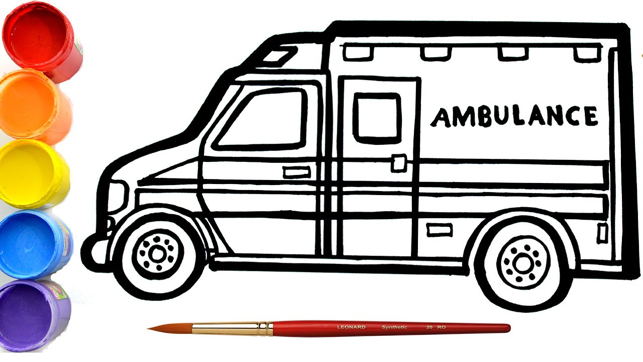 Cara Menggambar dan Mewarnai Mainan Ambulans - Ambulans untuk anak-anak