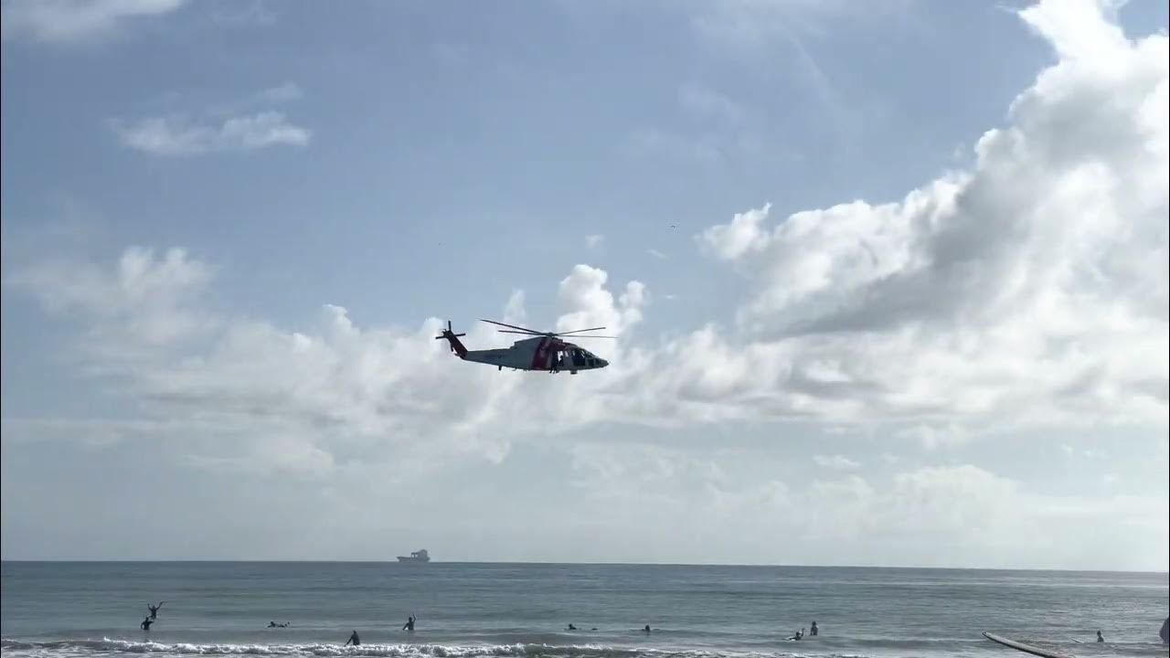 Sikorsky S76C Helicopter Flies Down Cocoa Beach After Falcon Heavy