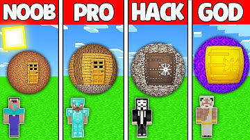 Minecraft Battle: NOOB vs PRO vs HACKER vs GOD! SPHERE BASE HOUSE BUILD CHALLENGE in Minecraft
