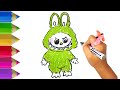 How to draw Yellow Green Labubu | drawing and coloring for kids #art #drawing #labubu #learning #how